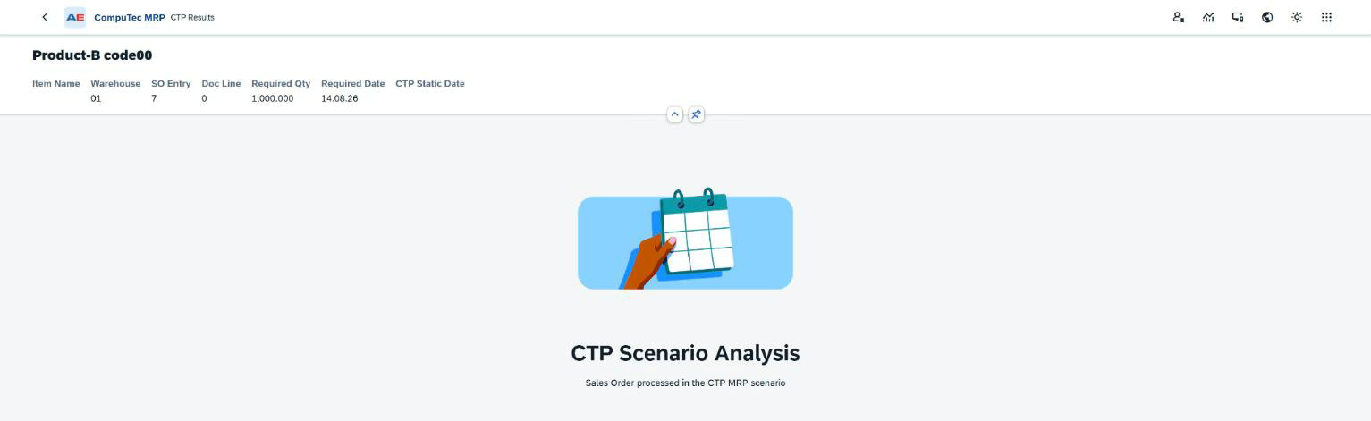 Sales order line already processed by the CTP scenario