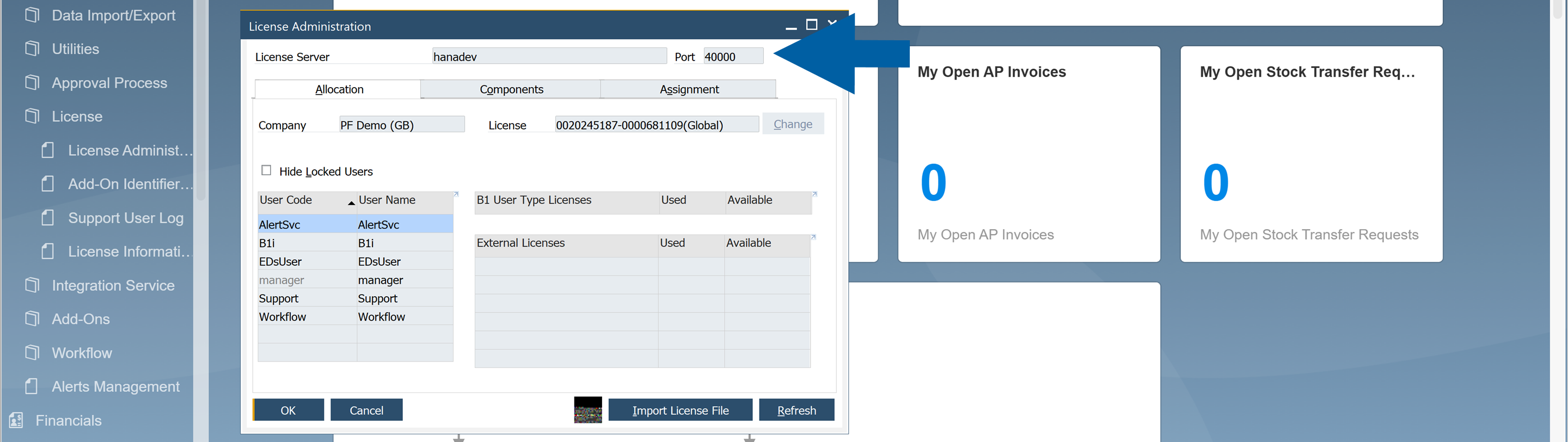 screen showing how to fing the sld server address