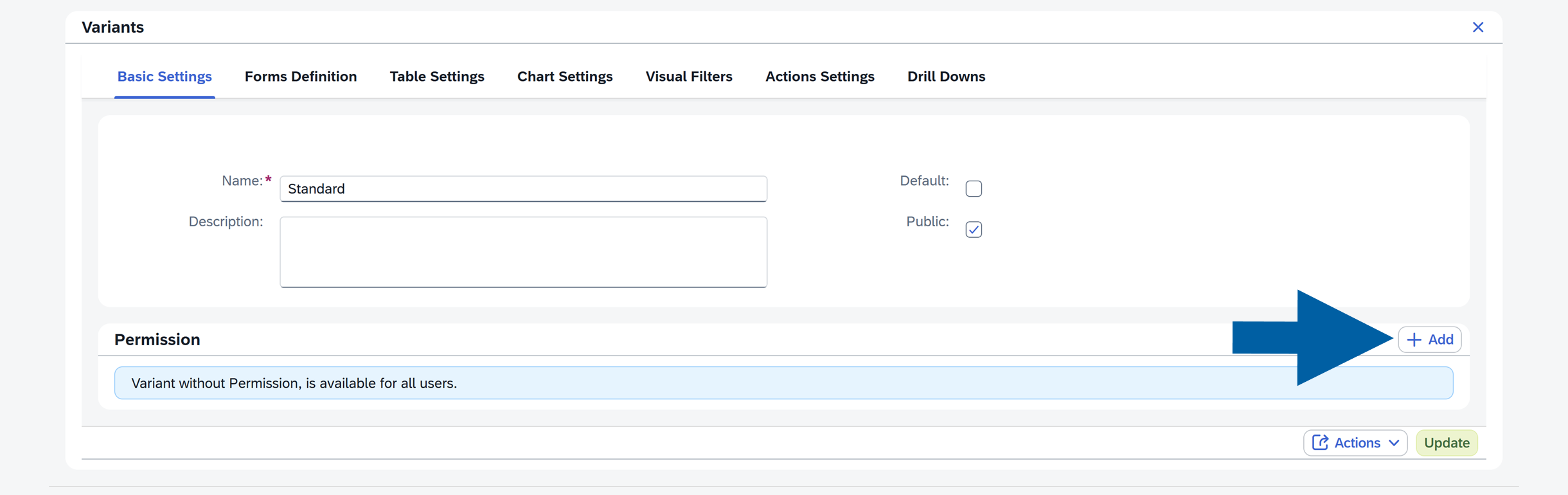 screen showing adding new permission