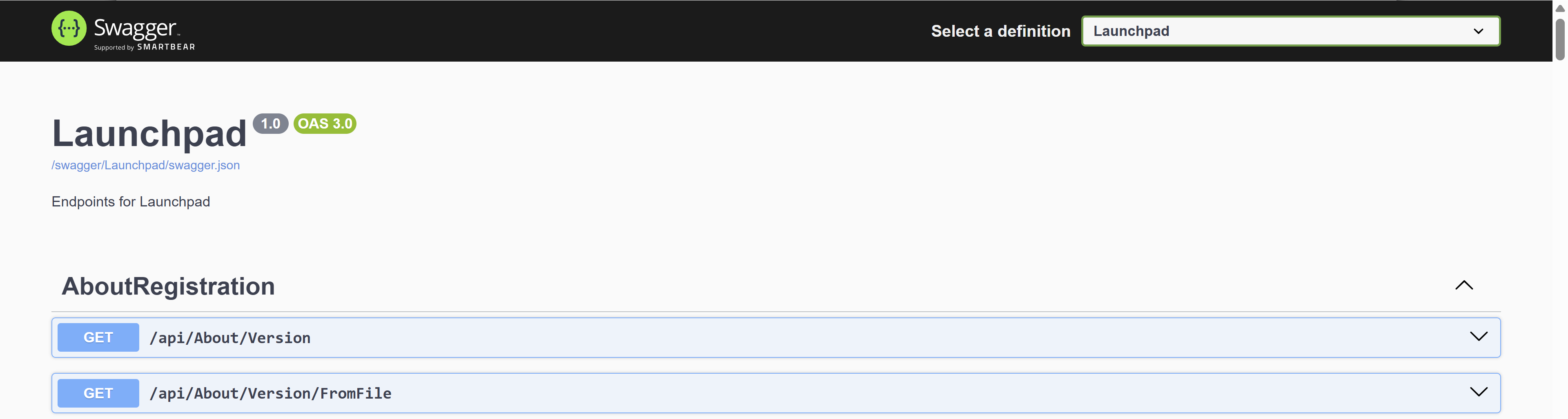 screen showing the REST/OData API documentation on Swagger site