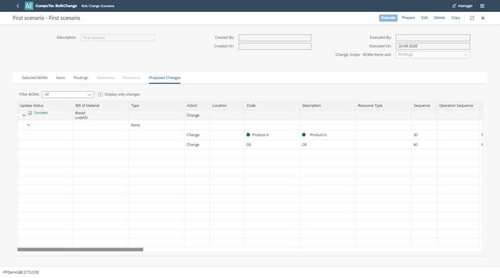 Bulk Changes on Bills of Materials Scenario Management View