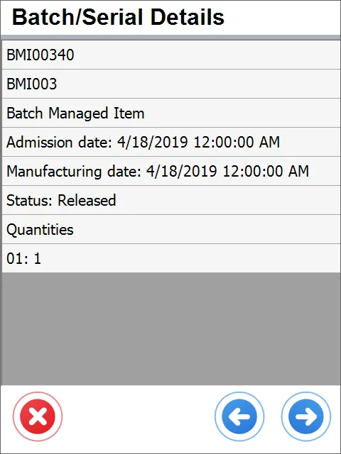 Batch Serial Details