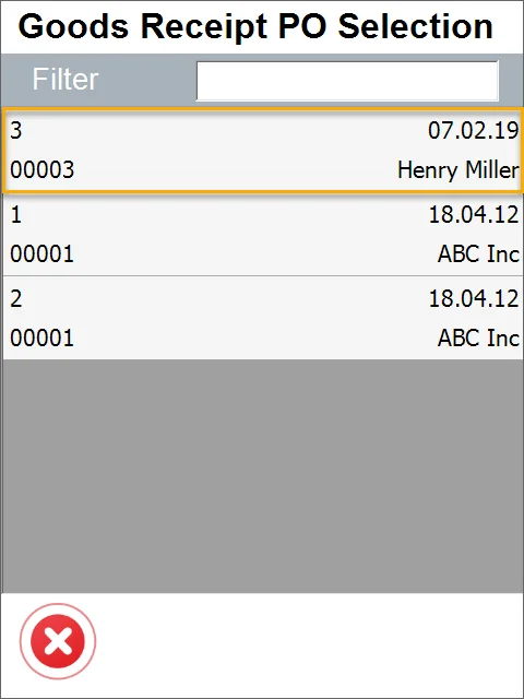 Goods Receipt PO Selection