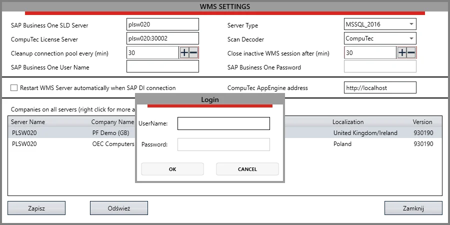 WMS Settings