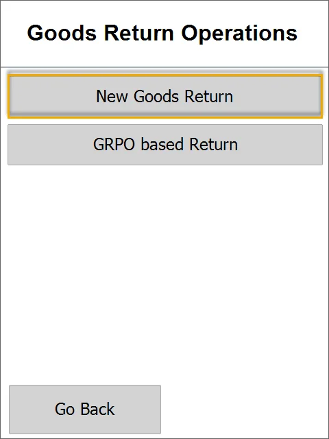 Goods Return Operations