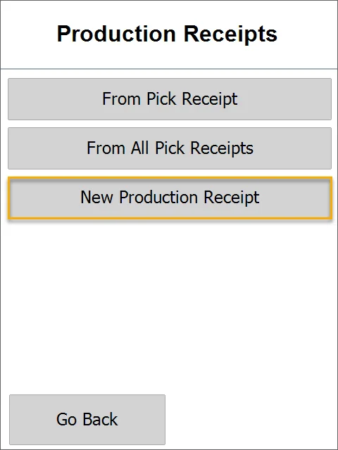 Production Receipts