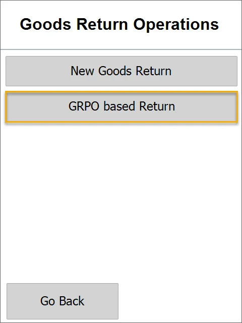 Goods Return Options