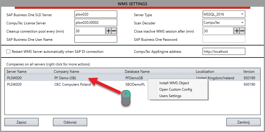 WMS Settings