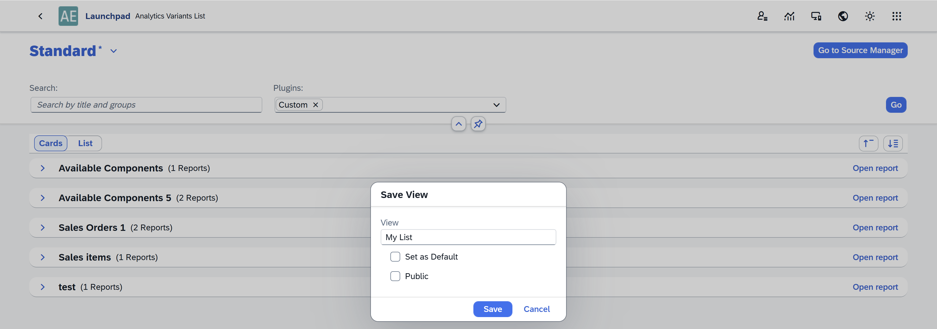 screen showng choosing analytics variant list's details