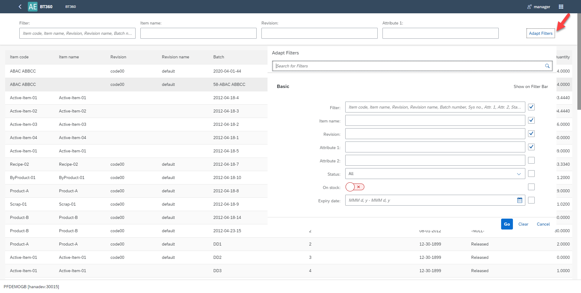 Batch List Adapt Filters