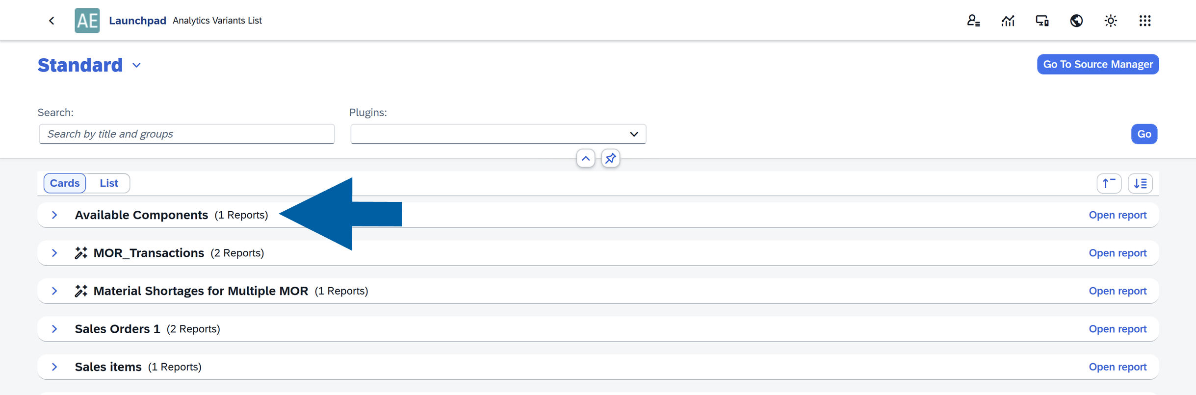 screen showing custom data source in source manager