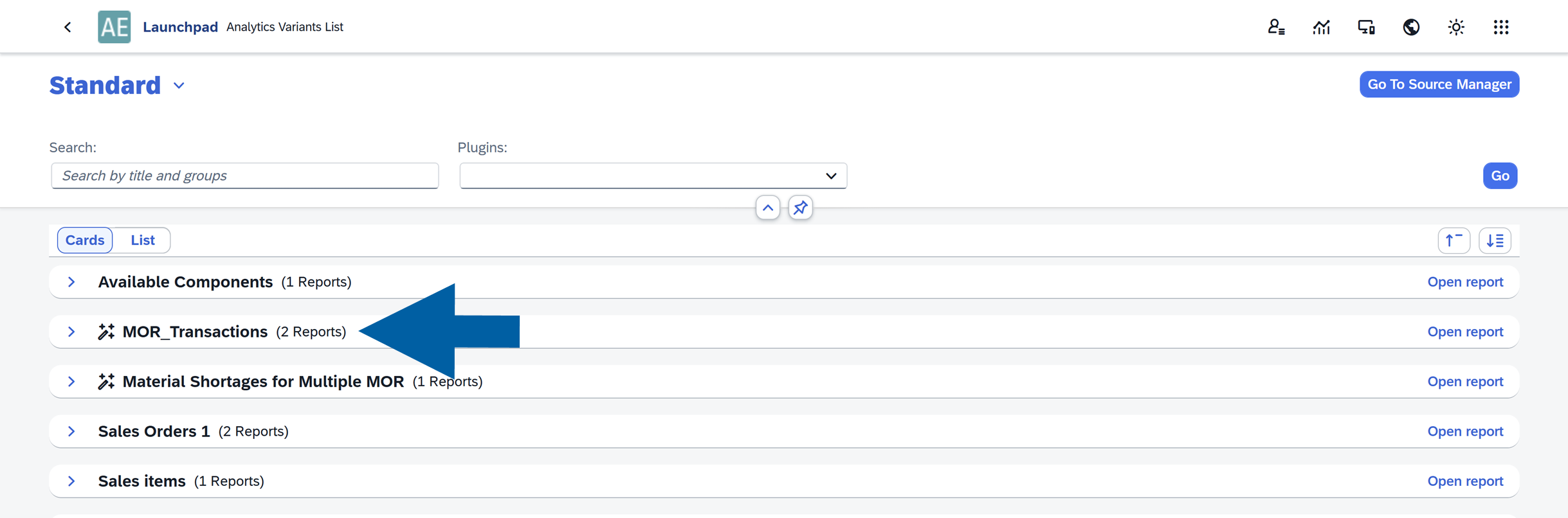 screen showing Predefined Data Sources in source manager