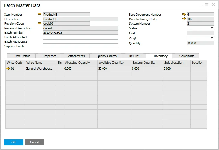 Batch Master Data