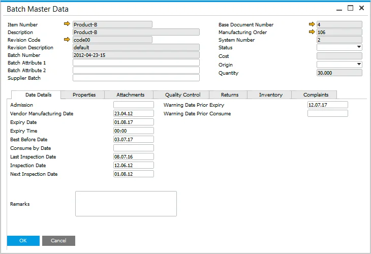 Batch Master Data