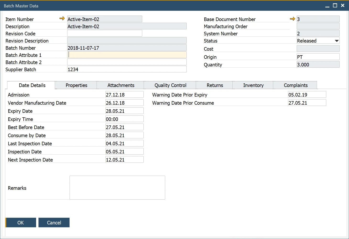 Batch Master Data