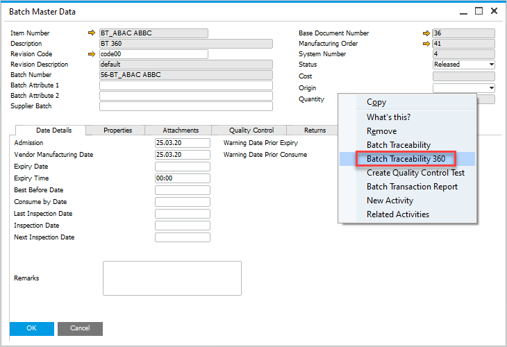 Batch Master Data