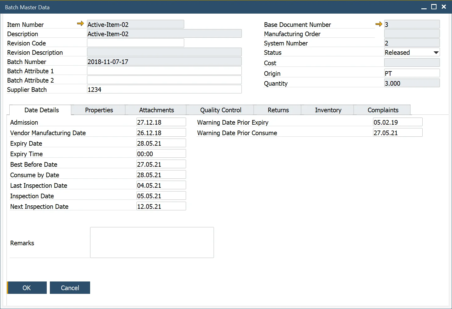 Batch Master Data