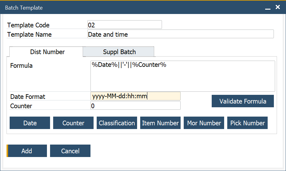 Batch Template Date Time