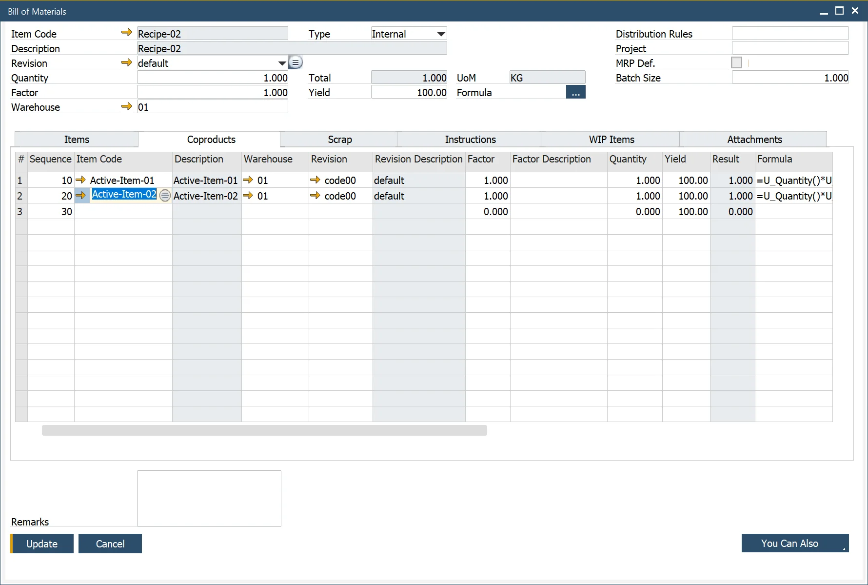 CoProducts tab