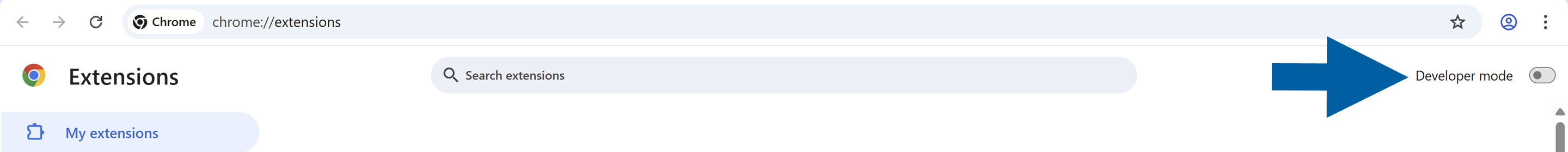 A help screen showing where to find dev mode when installing the CompuTec webup extension in Chrome browser
