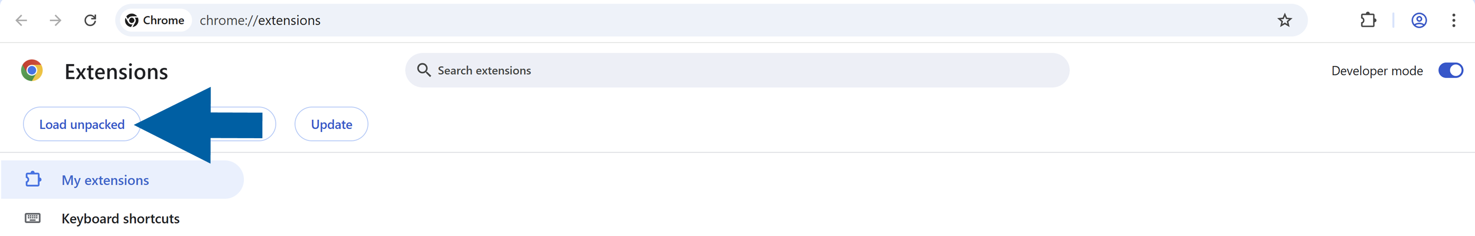A help screen showing how to unpack files when installing the CompuTec webup extension in Chrome browser