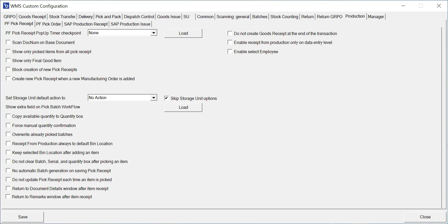 Production ProcessForce Pick Receipt