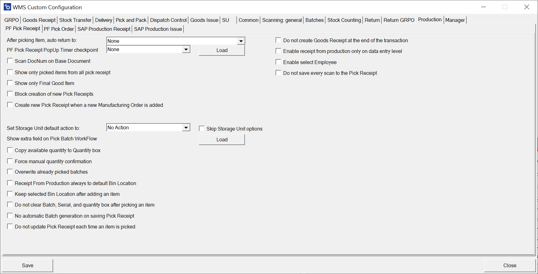 Production ProcessForce Pick Receipt