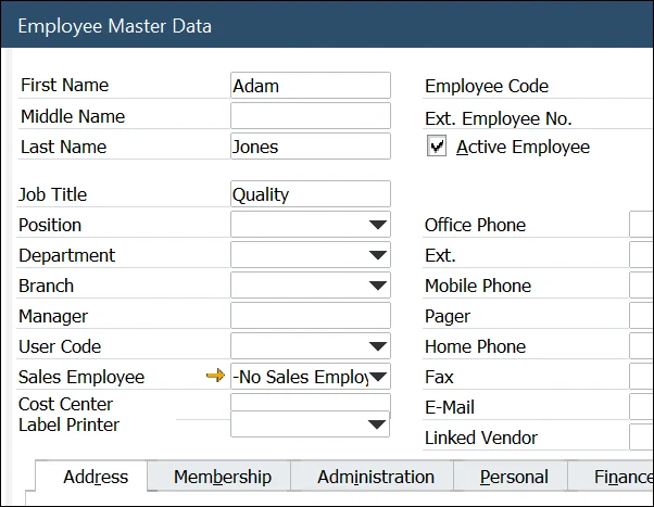 Employee Master Data