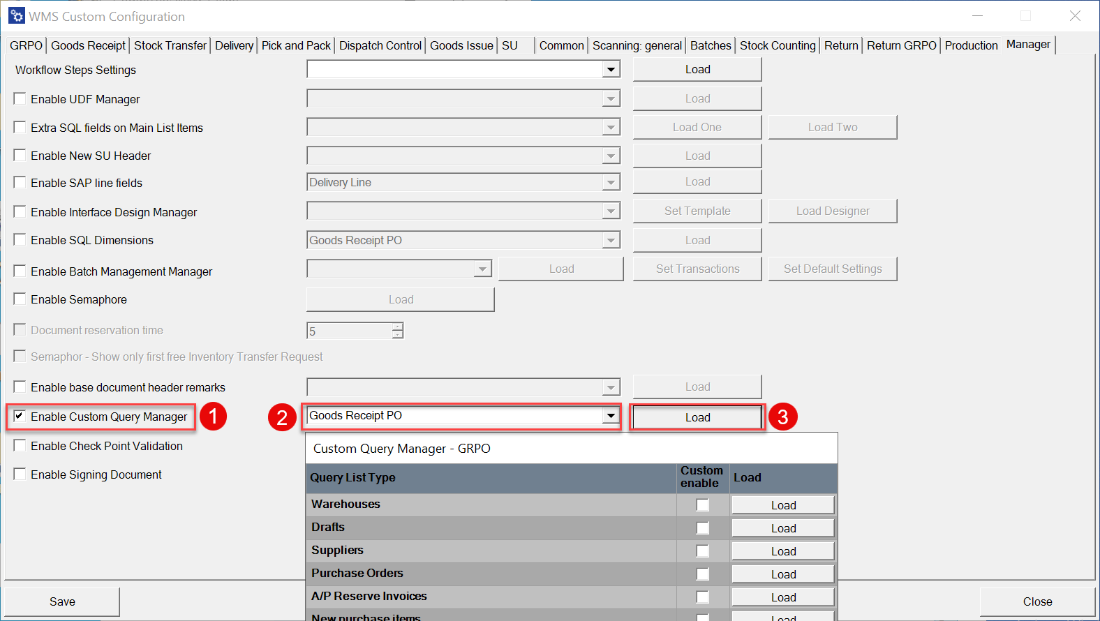 Custom Query Manager Checkbox