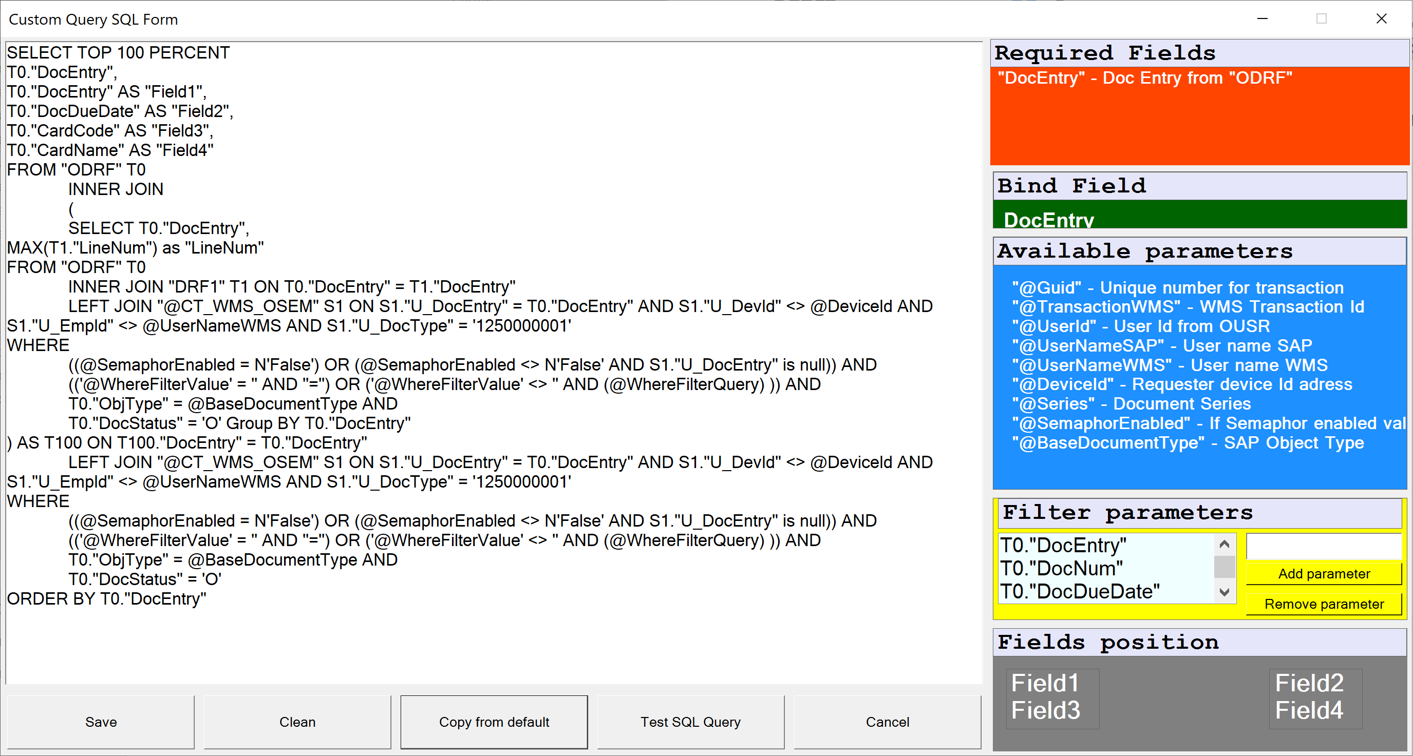 Custom Query SQL