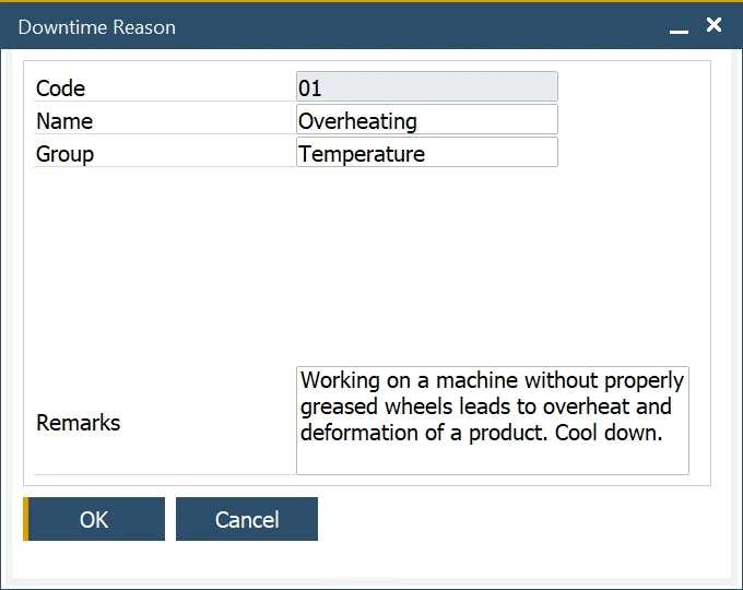 Downtime Reason