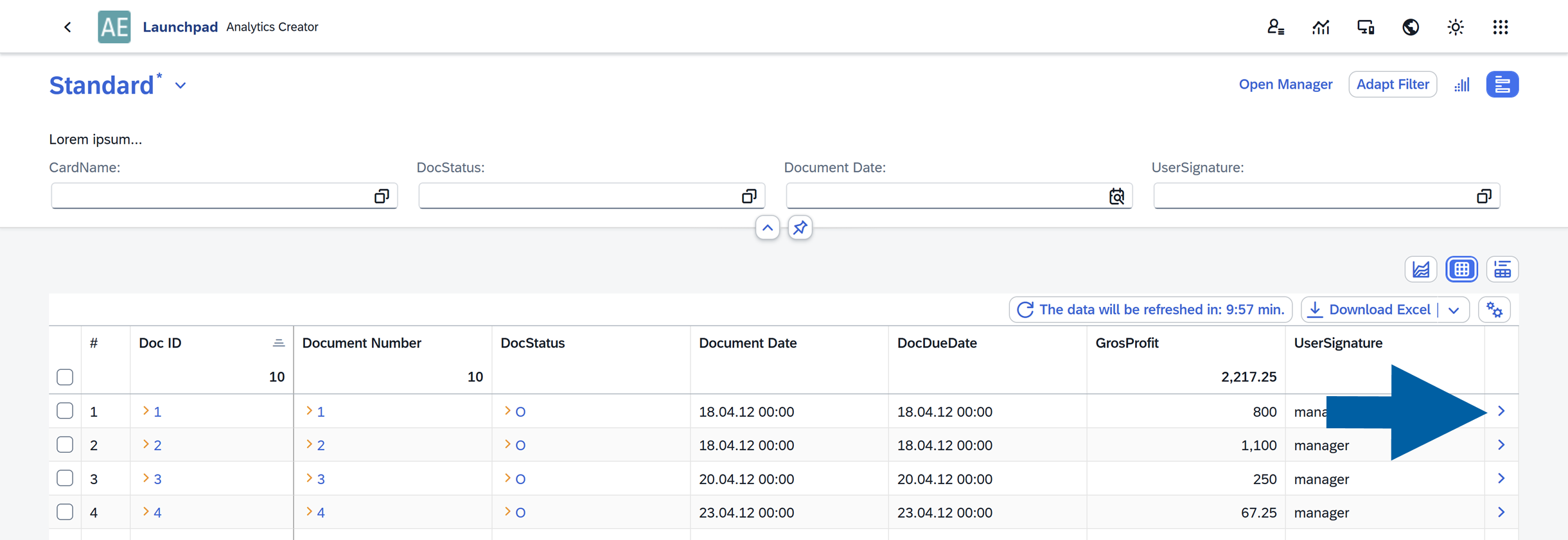 screen showing a form definitrion example