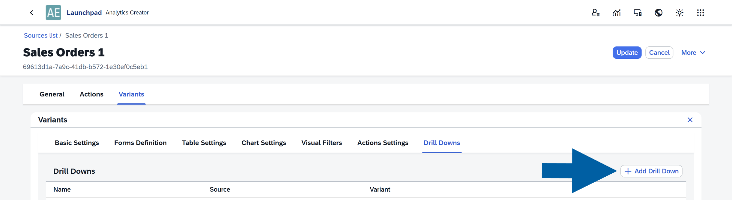 screen showing a form definitrion example