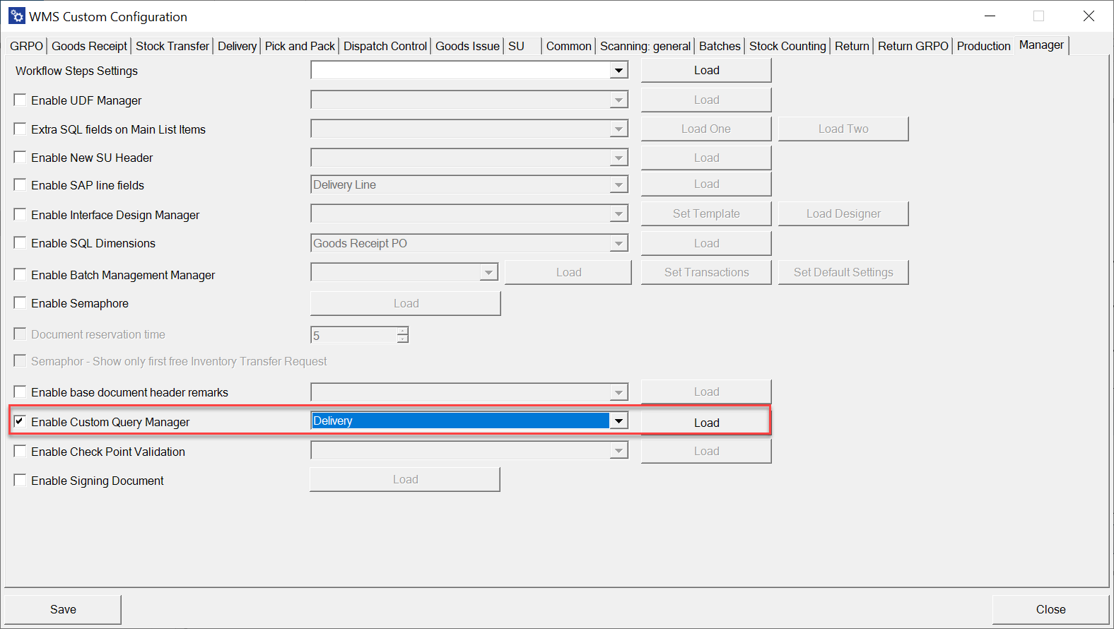 Enable Custom Query Manager Delivery