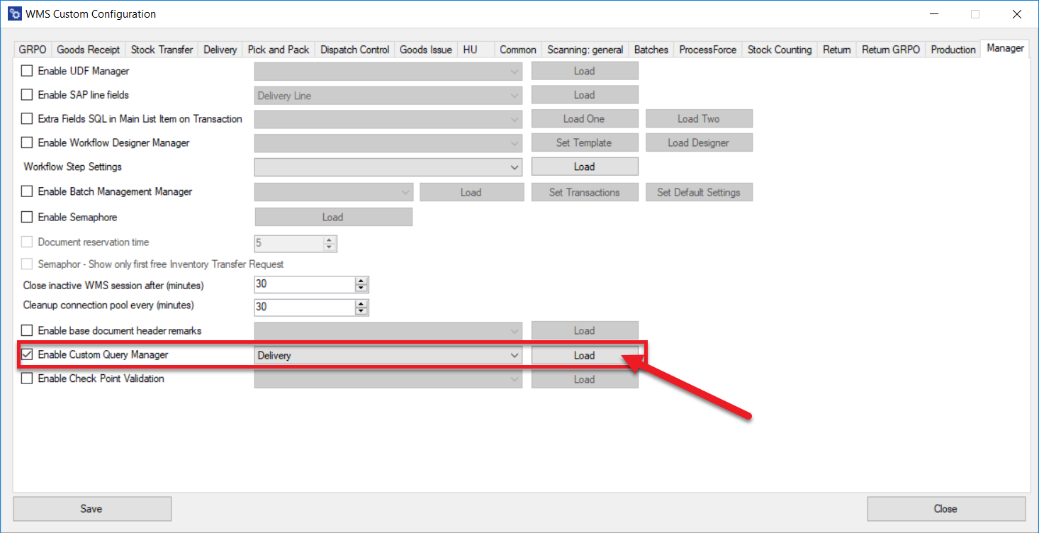 Enable Custom Query Manager Delivery