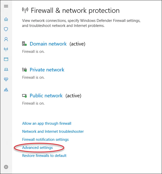 Firewall rule - advanced settings