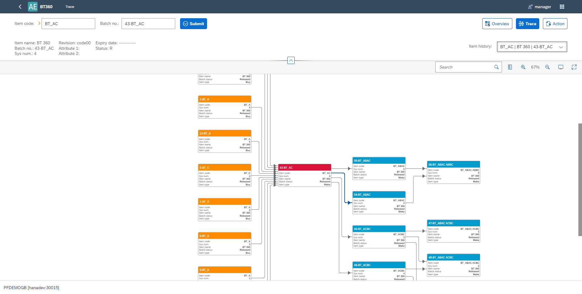 Batch Trace visualization form