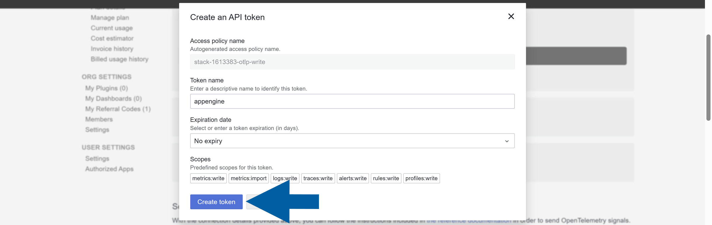 creating a token
