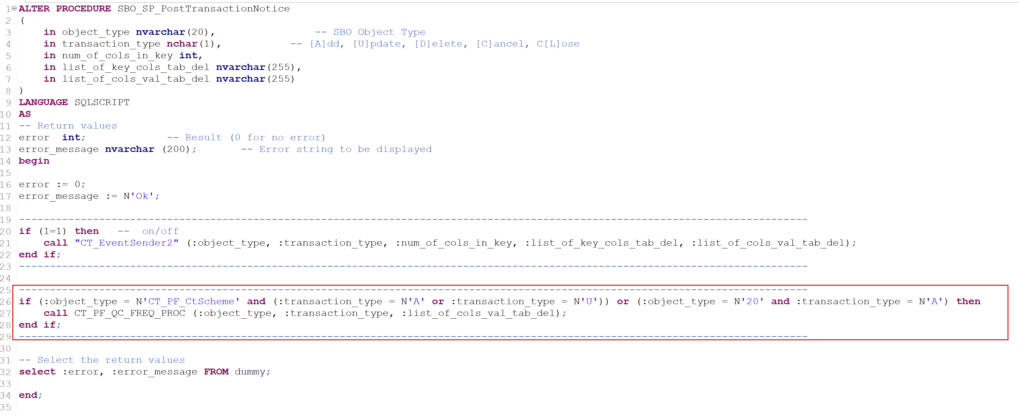 HANA Modification Example