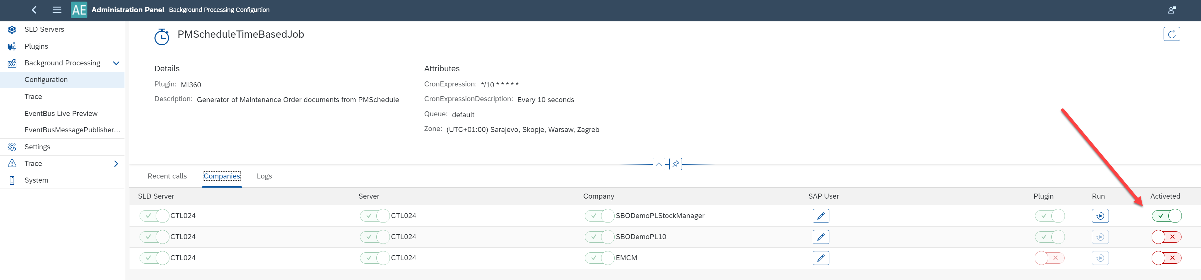 Background Processing configuration