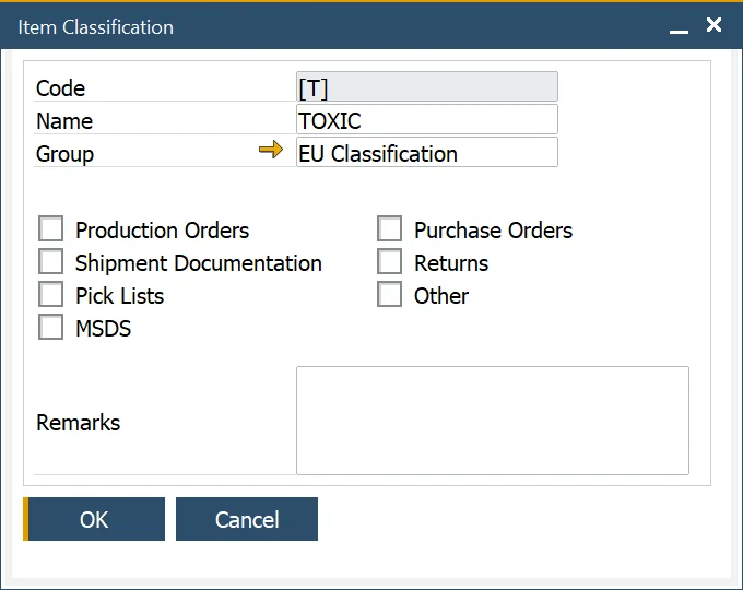 Item Classifications