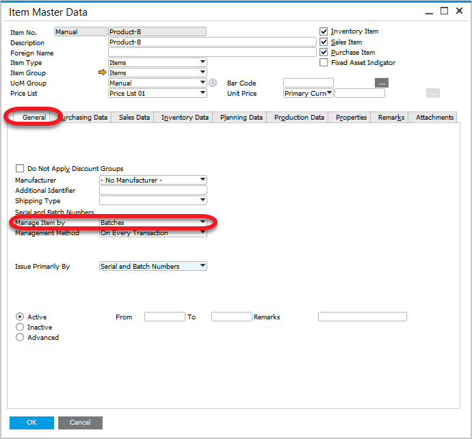 Pick Receipt for a Batch Managed Items