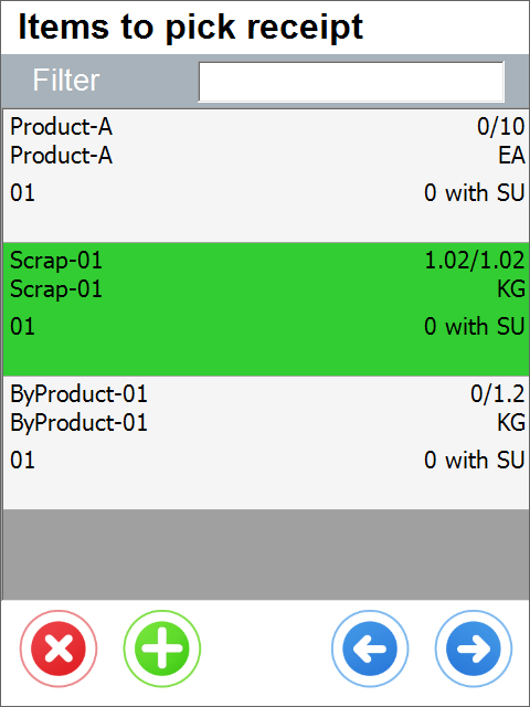 Items to Pick Receipt