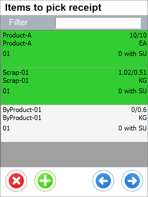 Items to Pick Receipt