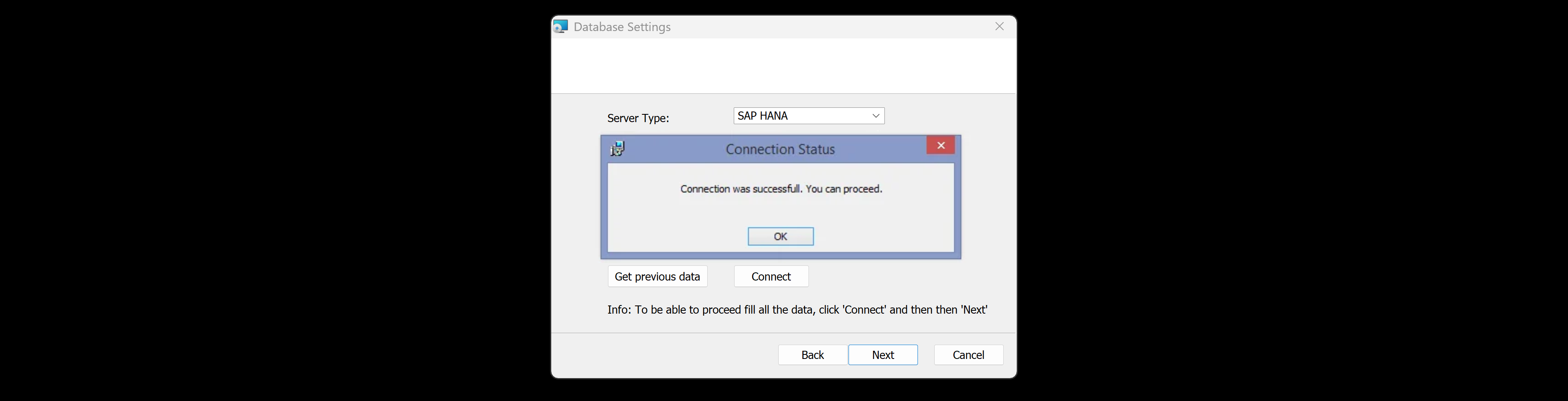 SCREENSHOT: Successful database connection