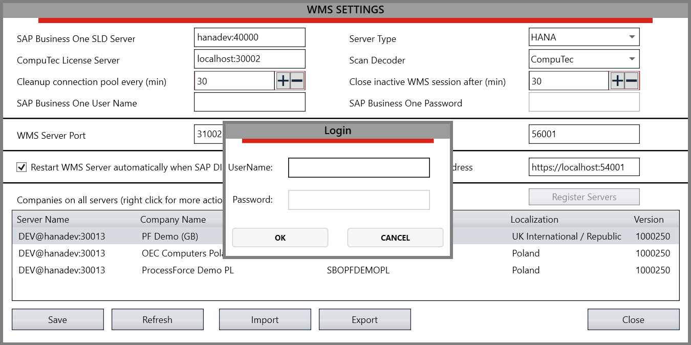 WMS Settings