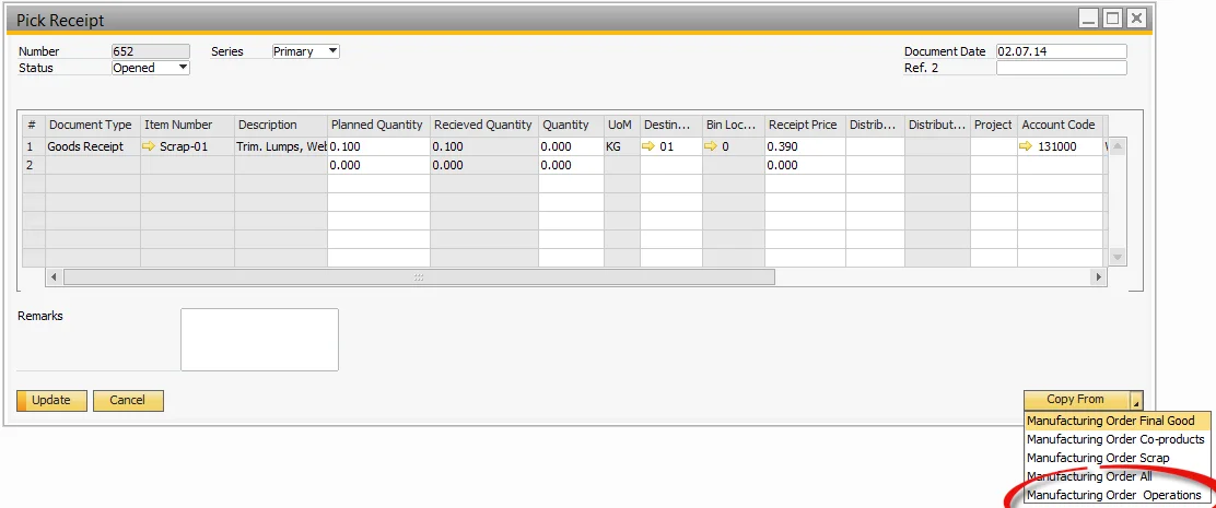 Manufacturing Order Operations