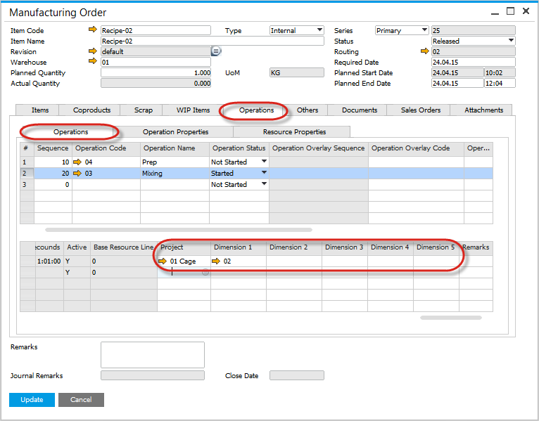 Manufacturing Order Form