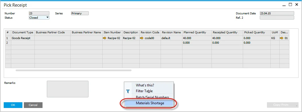 Materials Shortage