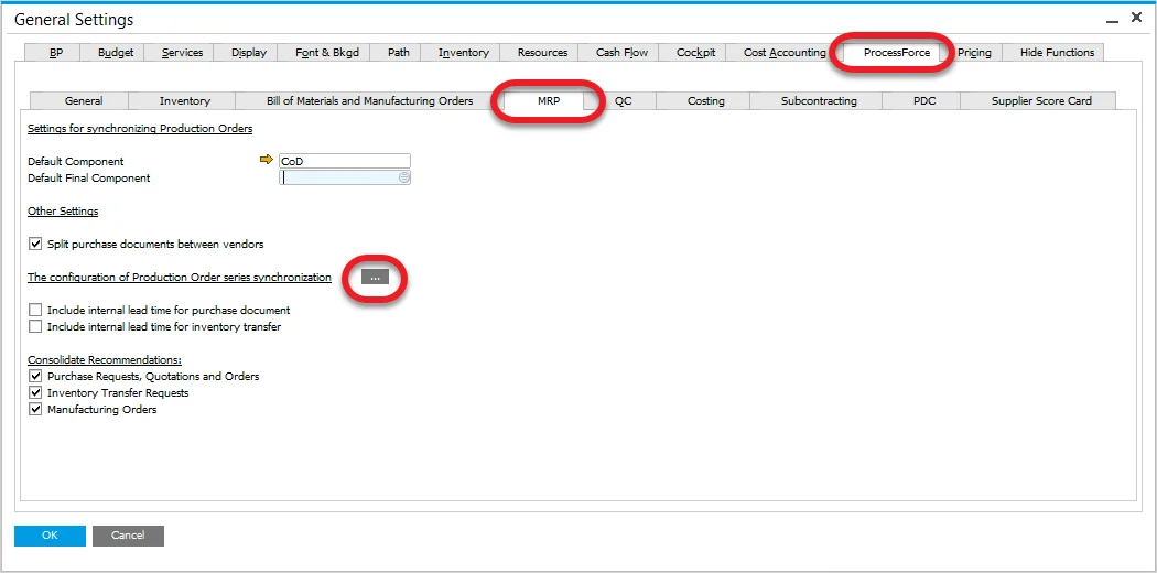 General settings form